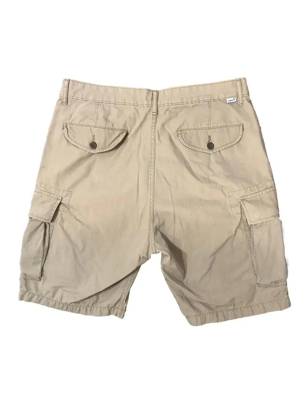 Levis Mens 33 Shorts Khaki Cargo Thigh Pockets Flaps Buttons Cotton